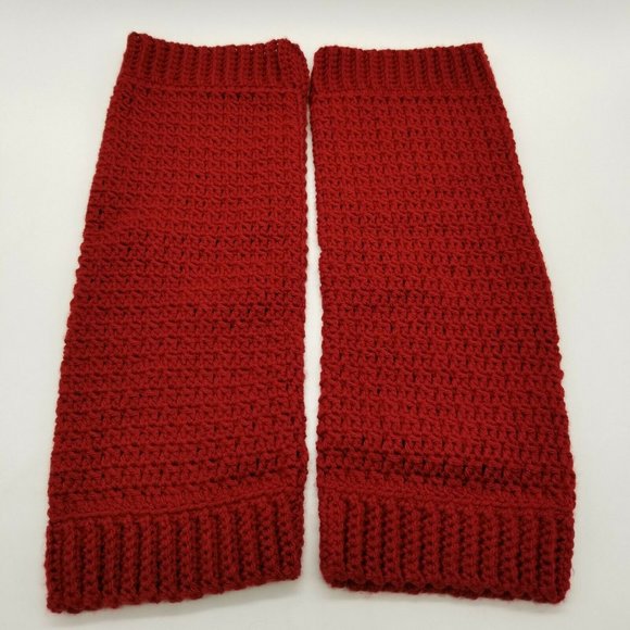 Handmade Crochet Red Adult Size Leg Warmers, Winter Accessory, Dance - Picture 2 of 3